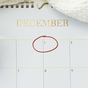 calendar with December 1 circled