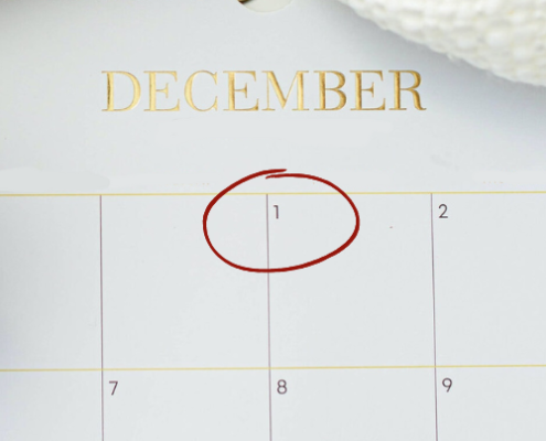 calendar with December 1 circled